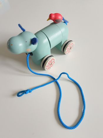 Hippopotame en bois à tirer moulin roty 