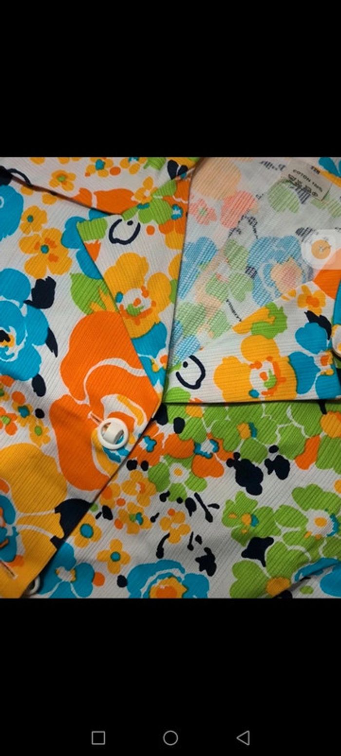 Vintage robe à grosse fleur orange jaune bleu vert - photo numéro 3