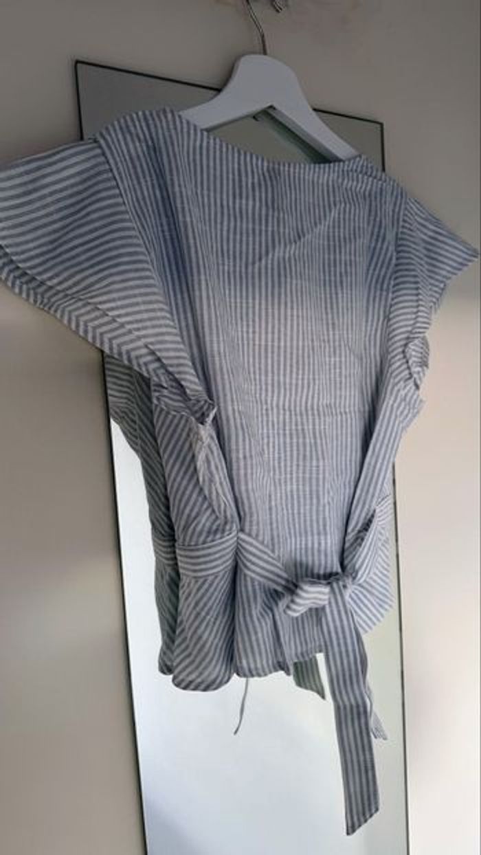 Blouse  courte en lin H&M - photo numéro 4