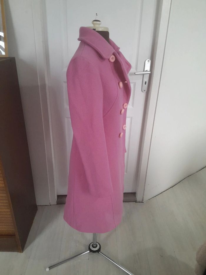 Tres beau manteau rose tara jarmon modèle mangua en laine - photo numéro 5