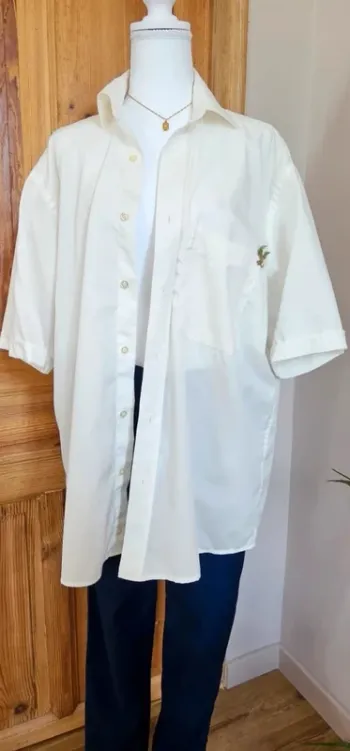 Chemise blanche oversize logo brodée