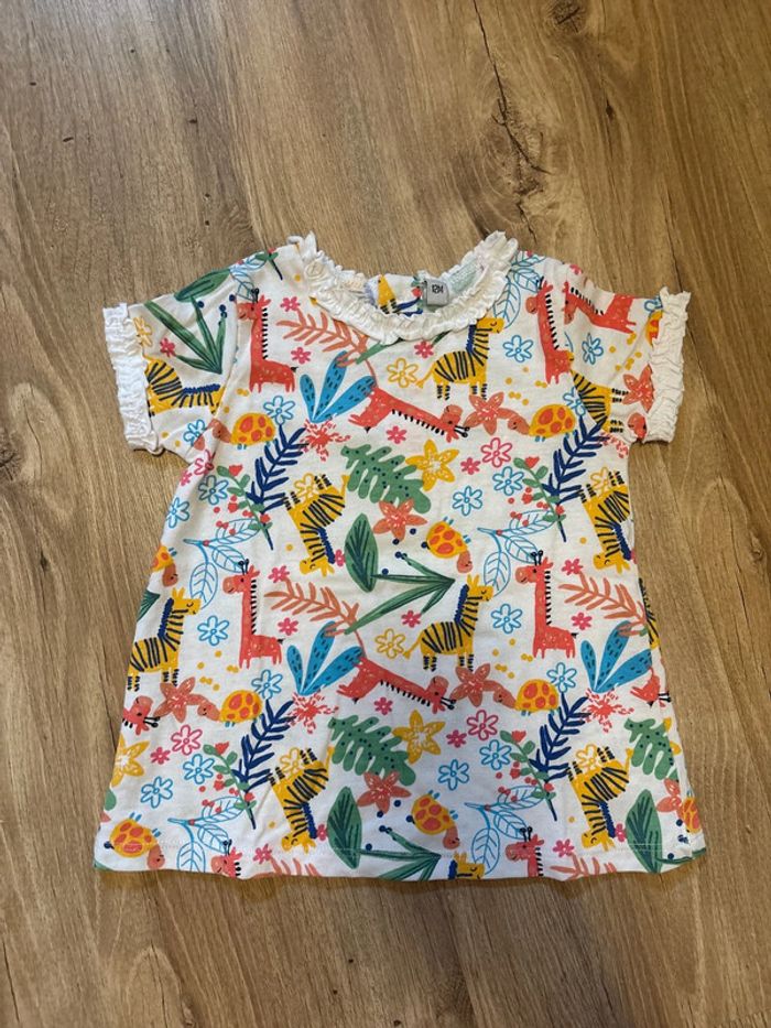 T-shirt manches courtes girafes 12 mois - photo numéro 2