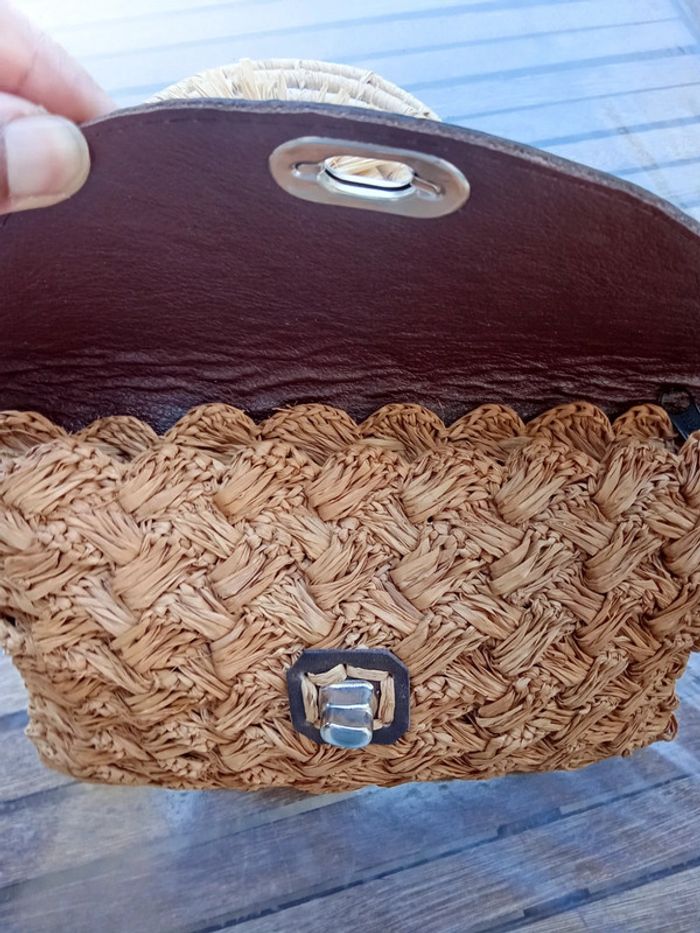 Pochette en raphia et cuir - photo numéro 3