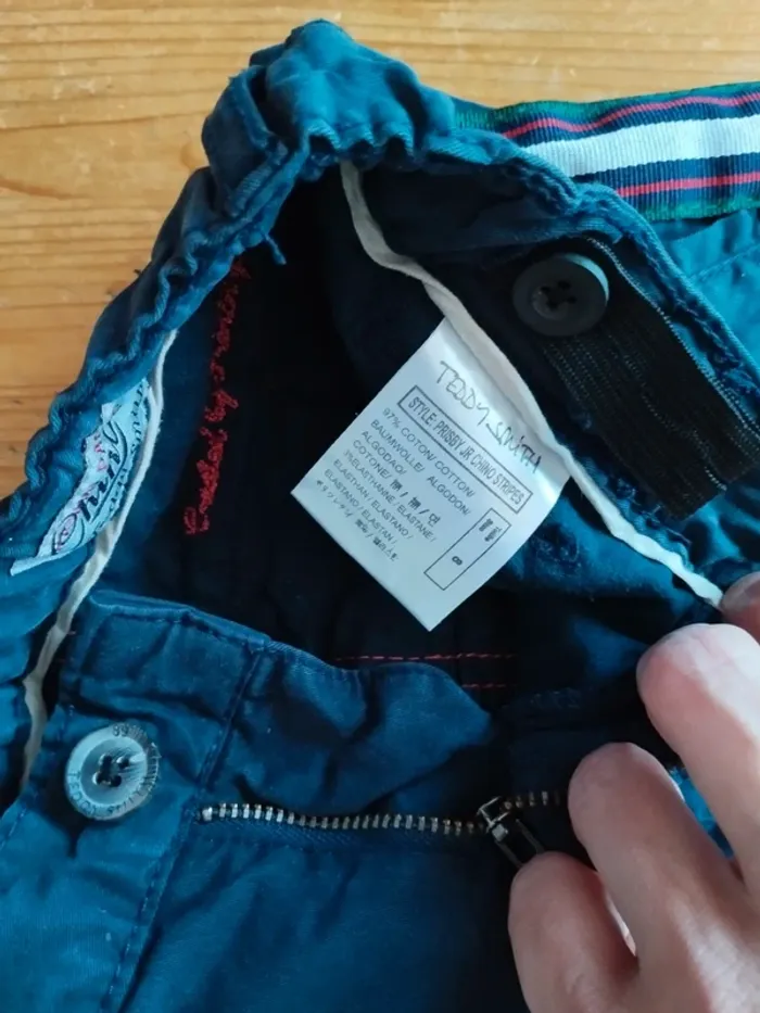 Pantalon Chino Bleu 8 Ans - Teddy Smith Rayures + Ajustable - photo numéro 5