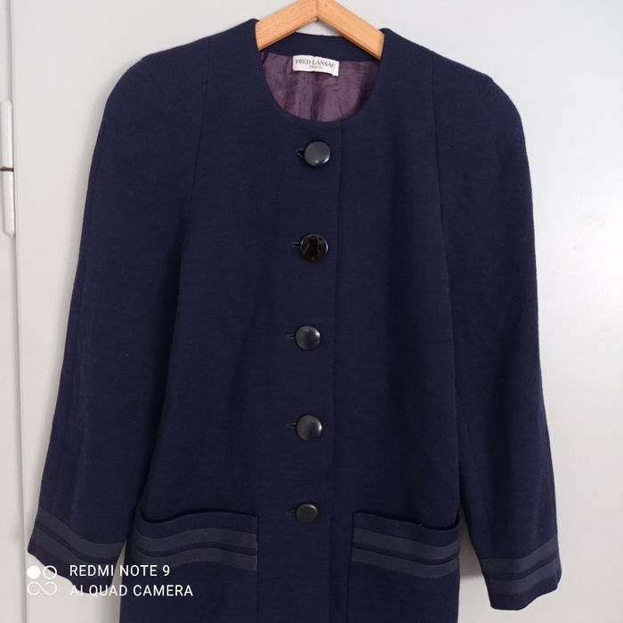 Manteau bleu marine en laine t38/40 - photo numéro 2