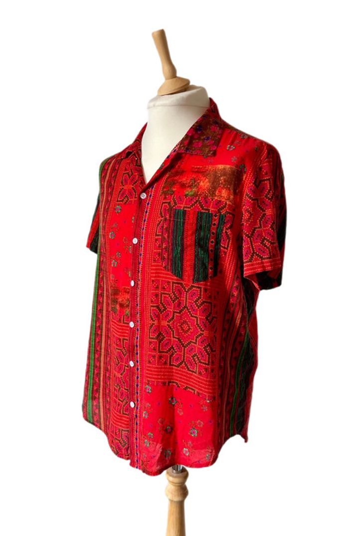 🌿🍓Chemise homme vintage estivale style ethnique indien hippie boho ethnic floral shirt🍓🌿 - photo numéro 4