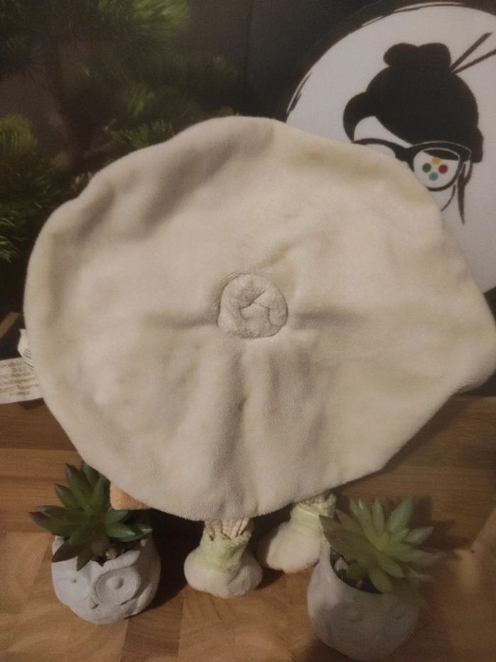 Doudou Chien Baby Nat' Biscuit Chat Rond Beige Plat mouchoir #geektradedoudou - photo numéro 2