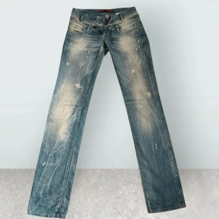 Jean vintage y2k SALSA look boyfriend effet destroy ,coupe straight fit ,taille basse ,100 % coton - photo numéro 10