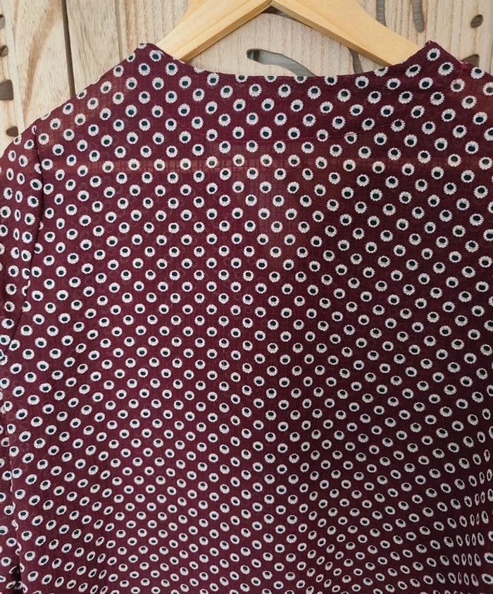 Blouse fluide bordeaux imprimé cercles - Manches 3/4 Actuelle - photo numéro 13