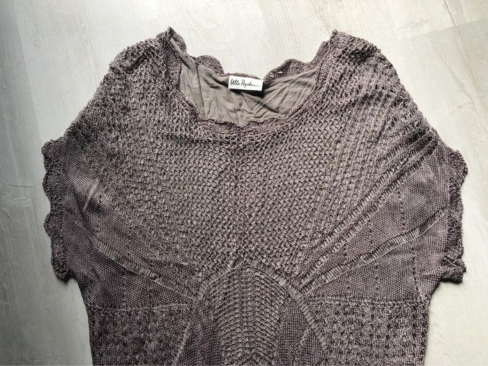 AN21- Robe longue crochet « Ulla Popken » gris/taupe T48-50 portée 1 soirée - photo numéro 4