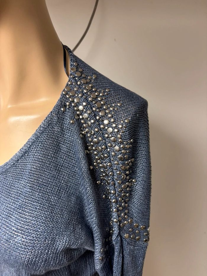 Pull Gérard Darel Femme - Col V - Maille Bleue - Taille M - photo numéro 3