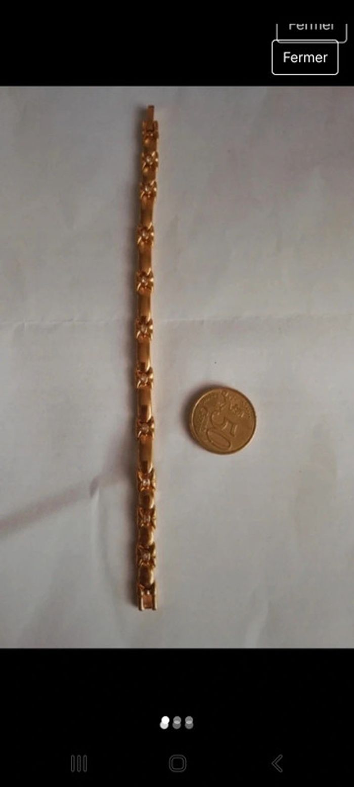 Sublime bracelet vintage authentique doré et strass