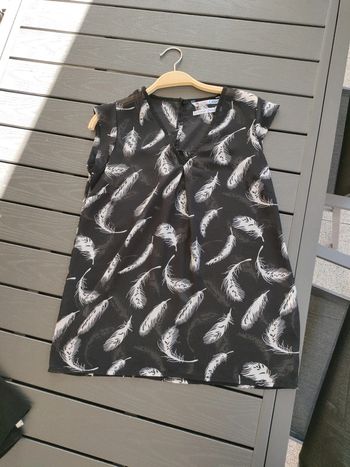 tunique blouse  S sans manches noir olule blanche cbk