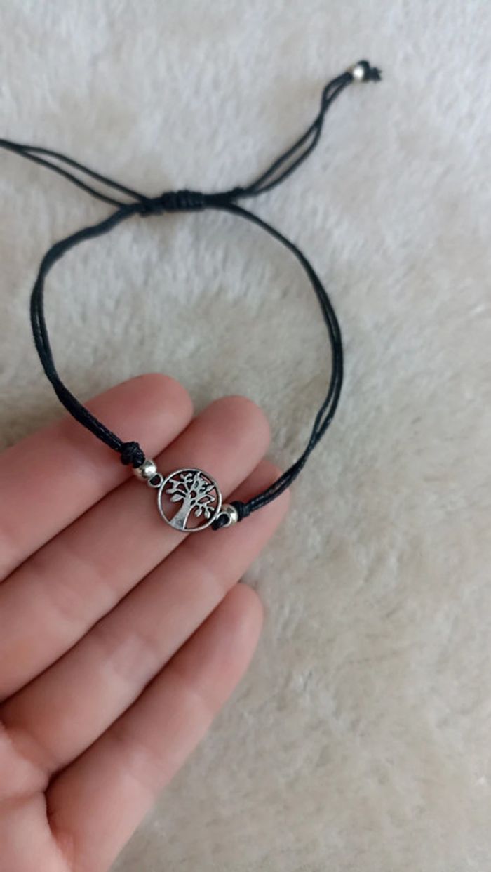 Bracelet neuf cordon noir breloque arbre - photo numéro 2