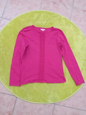 Tee-shirt ML rose framboise taille 12 ans DPAM