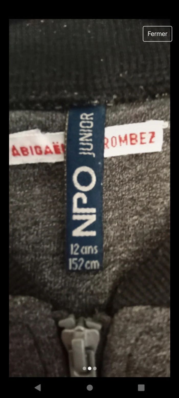 Gilet zippé NPO fille 12 ans - photo numéro 2