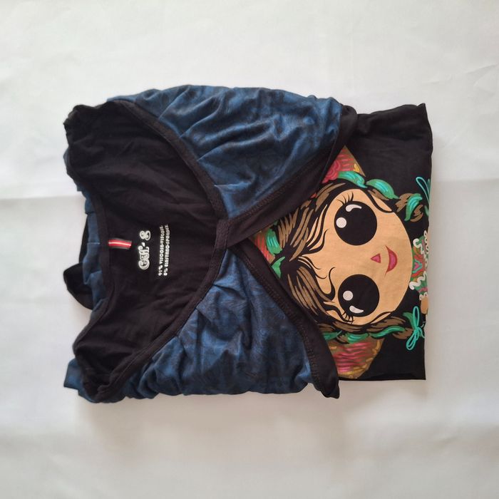 T-shirt longue noir avec poupée mexicaine - Manches longues - Taille S/M - Made in Mexico - Ay Guen