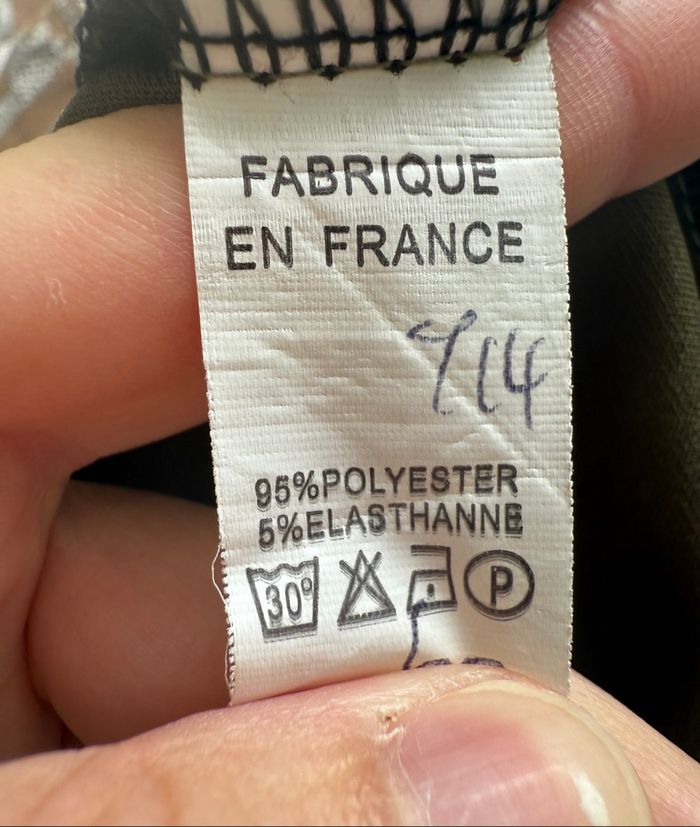 Blouse manches longue kaki blanc avec col taille 36 S - photo numéro 4