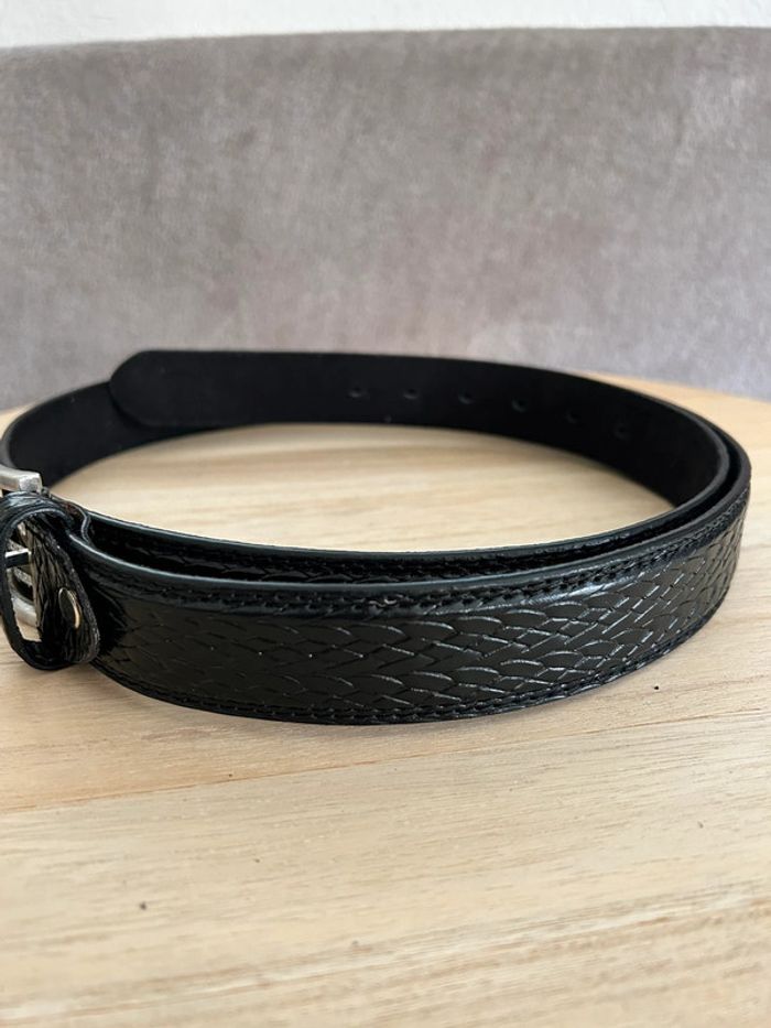 Ceinture en cuir noir taille 115 cm - photo numéro 2