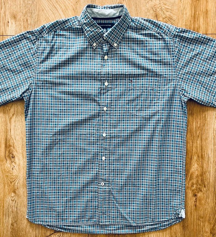 Chemise à manches longues à carreaux pour homme Tommy Hilfiger (logo brodé), taille M - photo numéro 3