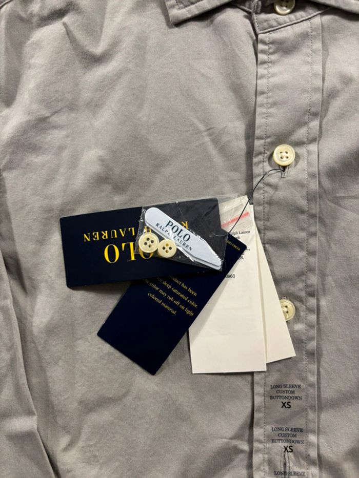 Chemise Ralph Lauren Gris logo brodé Gris Taille XS Neuf avec étiquette - photo numéro 5