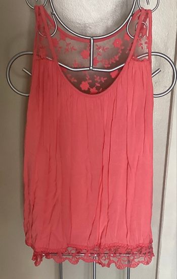 débardeur corail rose et dentelle  T XL