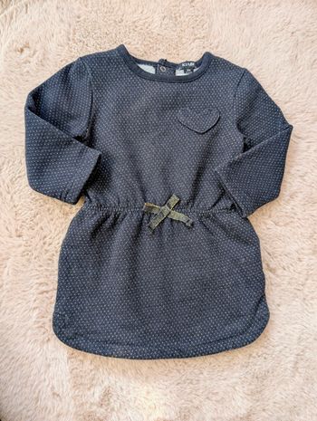 Robe bébé fille KIABI 12 mois – bleu marine à pois dorés – très bon état