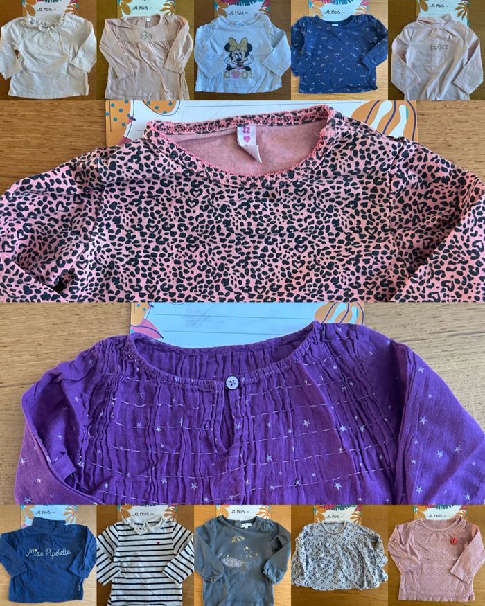 Lot de tee-shirts ML fille - 12 pièces - 12 mois