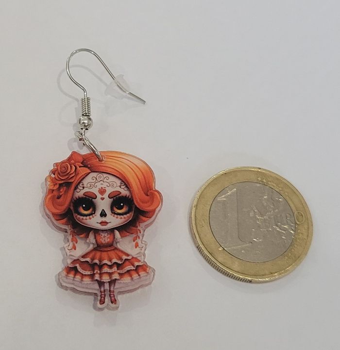 BOUCLES D'OREILLES POUPEE SANTA MUERTE HALLOWEEN ! NEUVE ! MODELE 8 - photo numéro 3