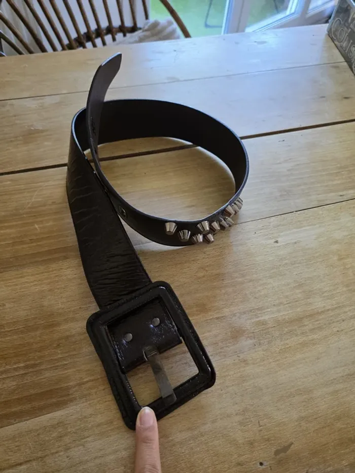 🤎 Ceinture marron rock – cuir synthétique & décorations métal - photo numéro 8