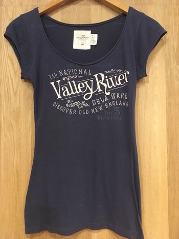 Tee-shirt manches courtes H&M bleu Marine crème