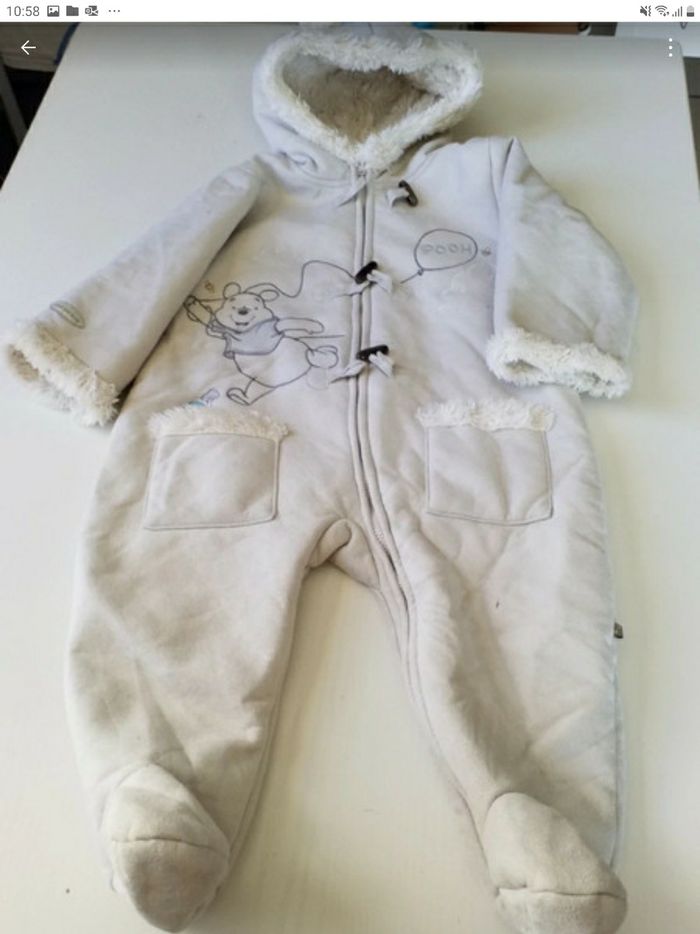 Combinaison a capuche avec zip intérieur fourré pour bébé 9/12 mois - photo numéro 3