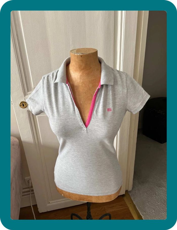 Polo manches courtes grand col V piqué de coton - Ralph Lauren - photo numéro 2