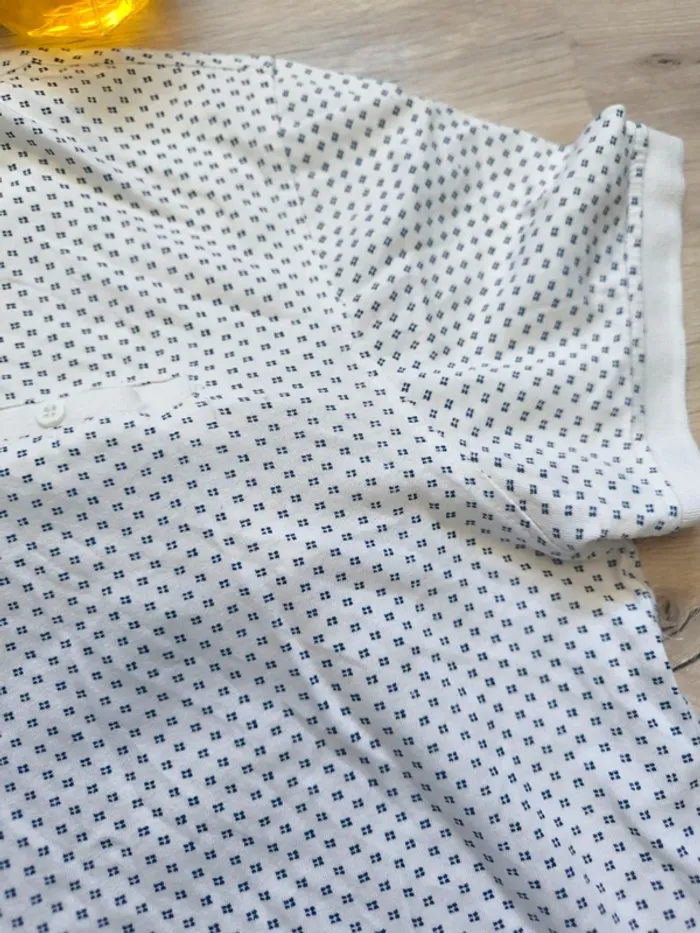 Polo blanc homme motif bleu Fresh Brand M - Très bon état - photo numéro 5