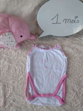 Body sans manche Fille 1 mois oiseau nœud Grain de blé 100% coton