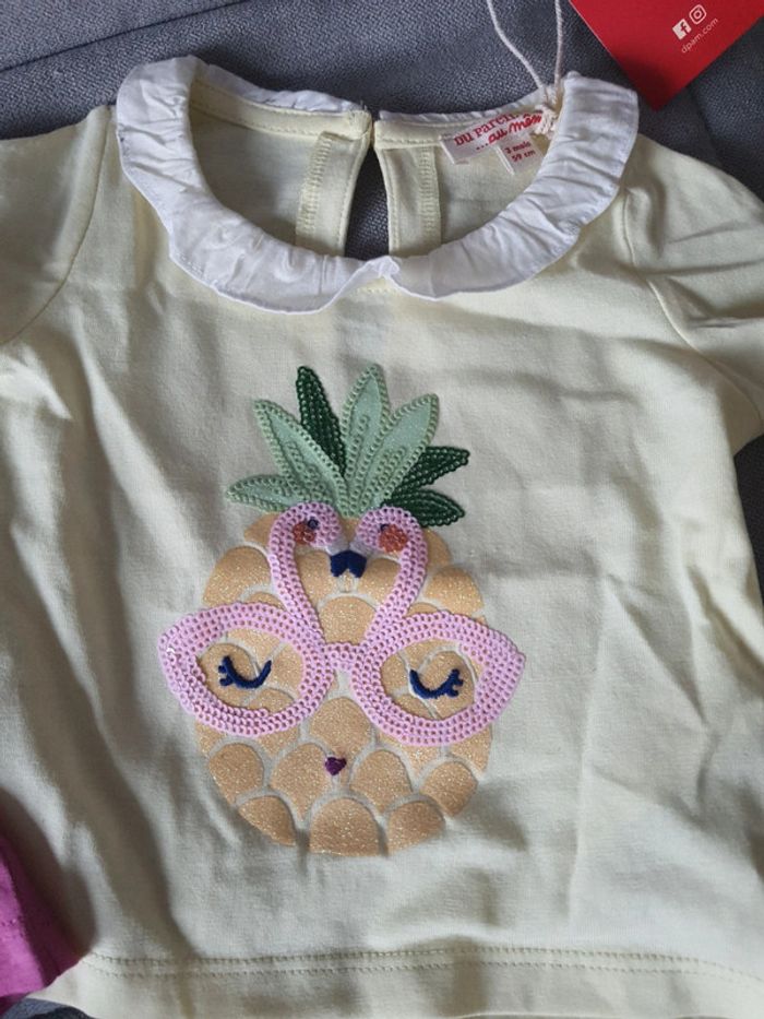 Lot de trois tee-shirts Du Pareil Au Même taille 3 mois neuf avec étiquettes - photo numéro 3