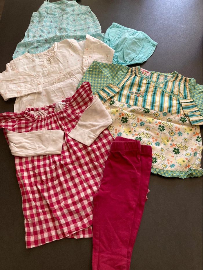 Lot ensemble tunique vêtement bébé fille 12 mois