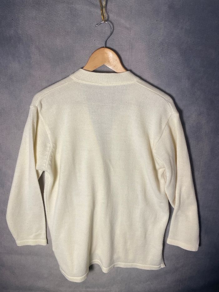 Gilet jaune paille en maille, très bon état - photo numéro 3