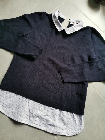 Pull double effet chemise