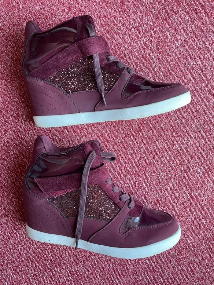 Chaussures rouges femmes à paillettes - photo numéro 2