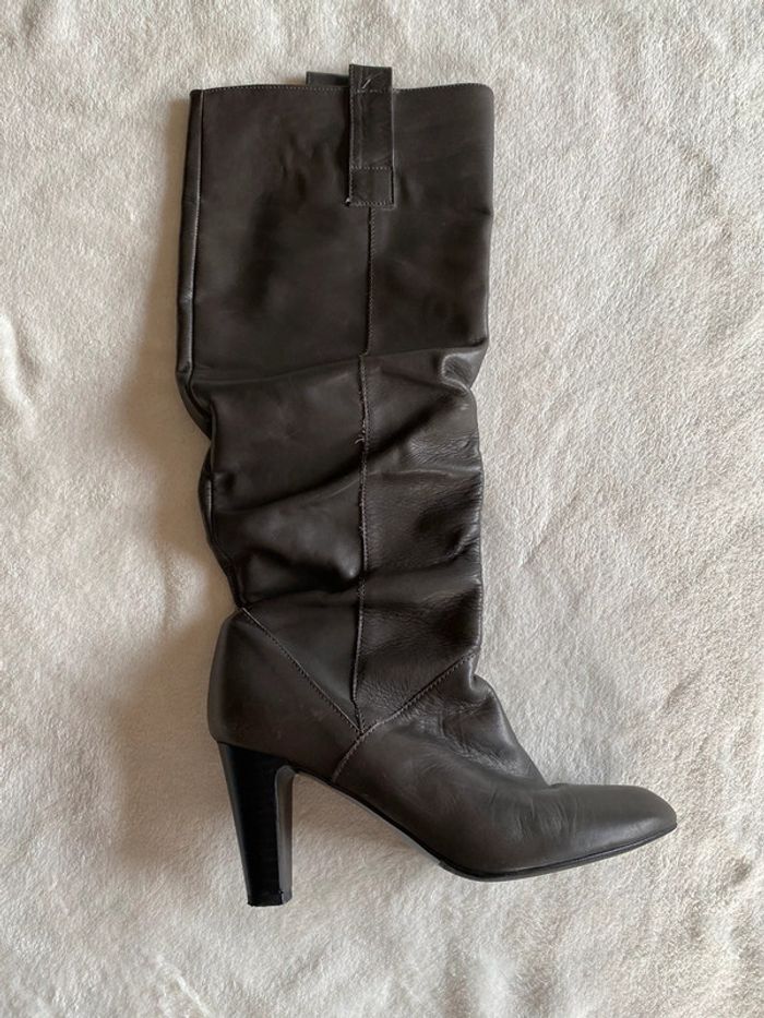 Bottes Zara en cuir grises à talon taille 37 - photo numéro 12