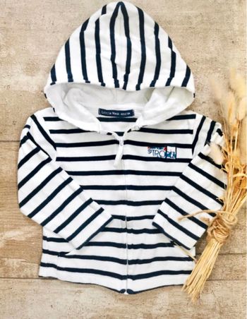 Veste gilet capuche 12mois marinière