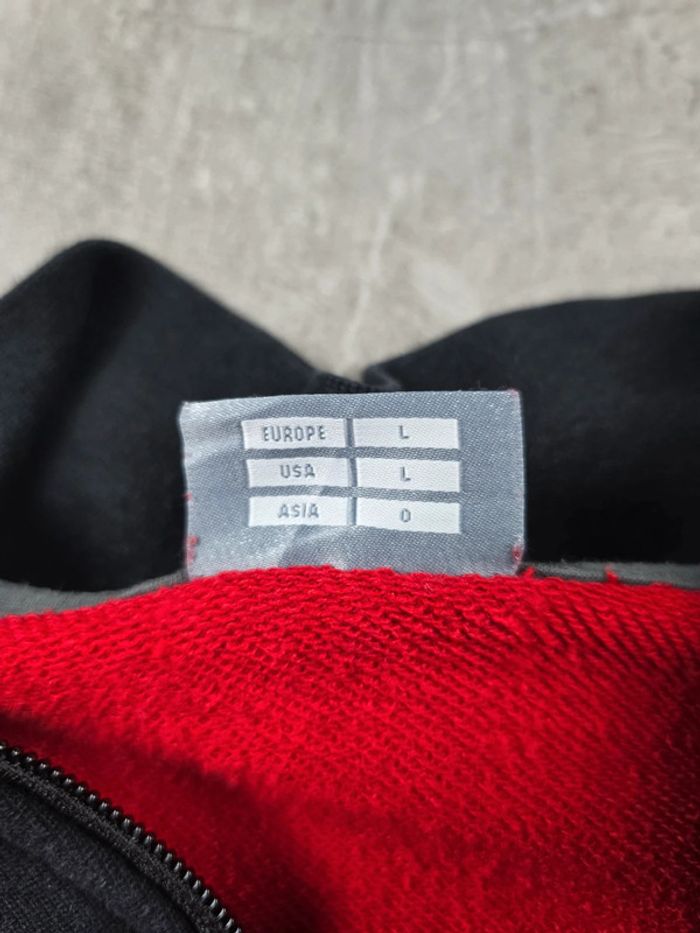 Sweat Hummel Rouge Vintage 90s col camioneur full zip Sportwear Unisexe Chevron Rétro taille L - photo numéro 5