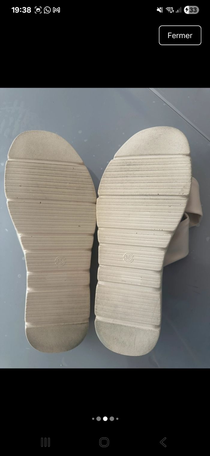 Sandales claquettes beige crème - photo numéro 4