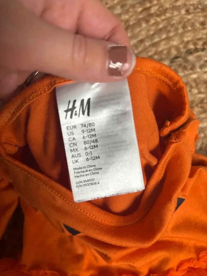 Déguisement citrouille chapeau robe + collant noir 12mois H&M tbe - photo numéro 4