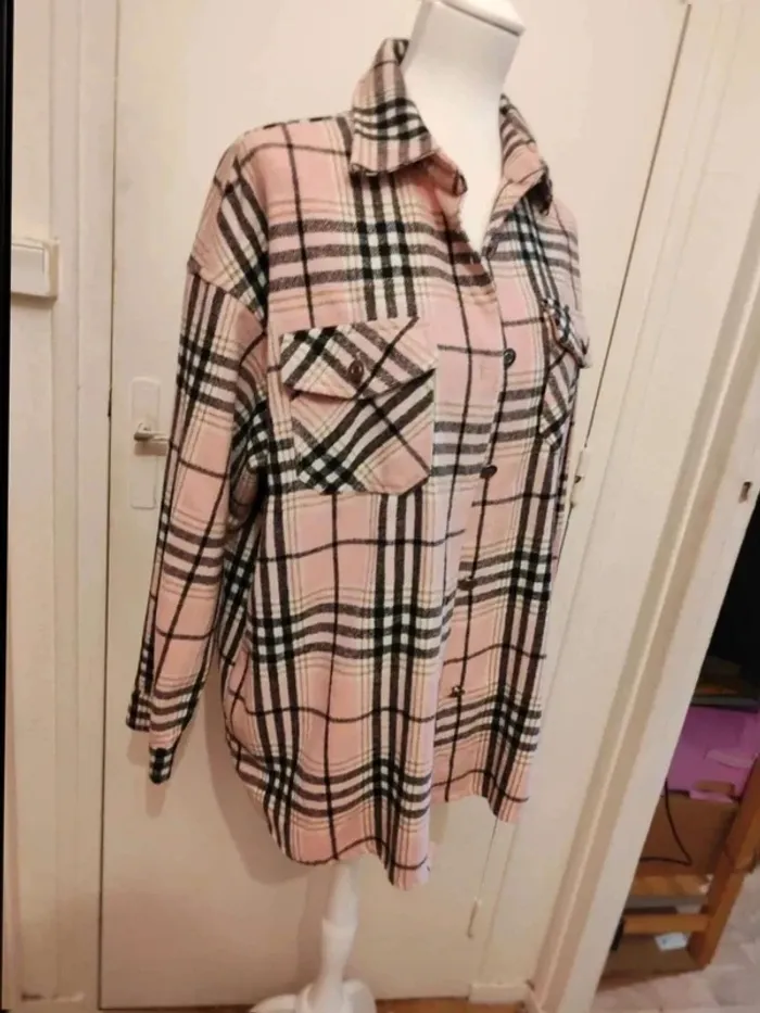 Surchemise taille L/XL carreaux rose - photo numéro 2
