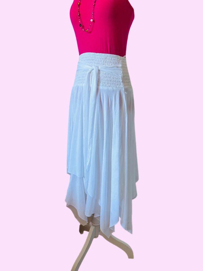 🌸🌿Jolie jupe blanche vintage bohème fairycore Y2K asymmetrical white flowy skirt🌿🌸 - photo numéro 5