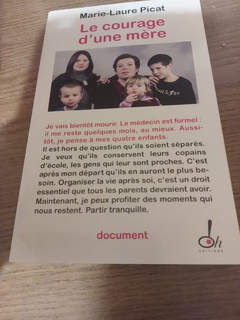 Livre de  marie Laure picat  le courage d'une mère 