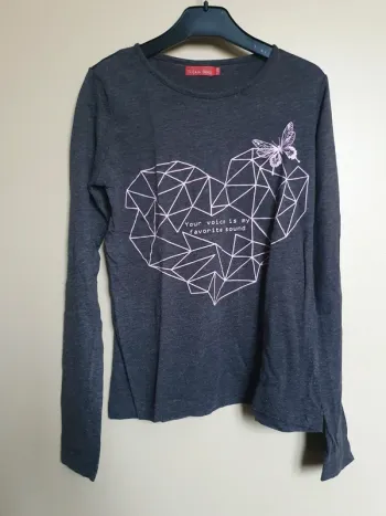 T-shirt gris foncé Tissaia taille 12 ans