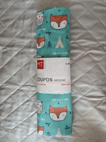 Coupon coton renard vert